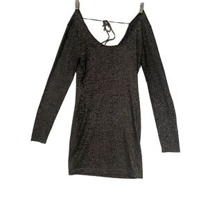 Black Glitter Long Sleeve Sheath Style Dress By Rock&republic Size XL